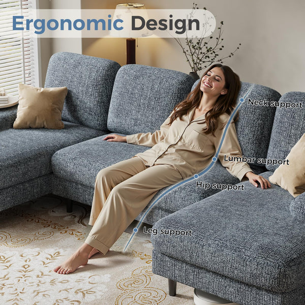 U-Shaped Sectional Sofa with Double Chaise Lounge