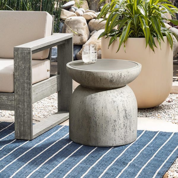 Round MgO Side Table Indoor Outdoor