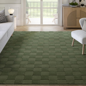 Green Checkered Area Rug 6x9