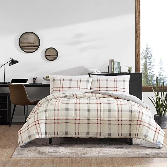 Plaid Cotton Duvet Cover Set with Shams
