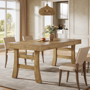 63-Inch Rectangular Dining Table for 4–6 People — Light Brown