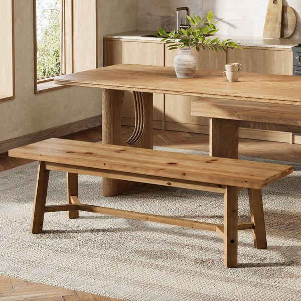 Solid Wood Farmhouse Dining Bench