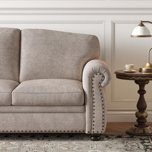 90-Inch Nailhead Trim 3-Seater Sofa with Pocket Spring Cushions