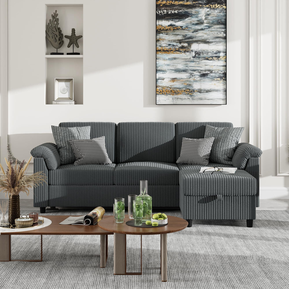 Convertible Sectional Sofa with Ottoman