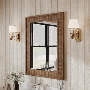 Rectangular Wood Framed Wall Mirror 37"x28"