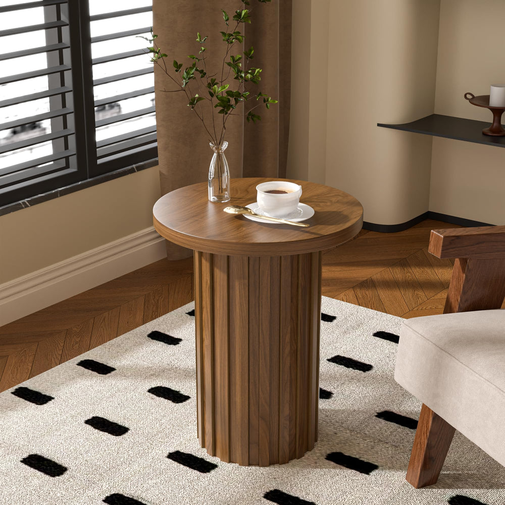 Round Fluted Pedestal End Table
