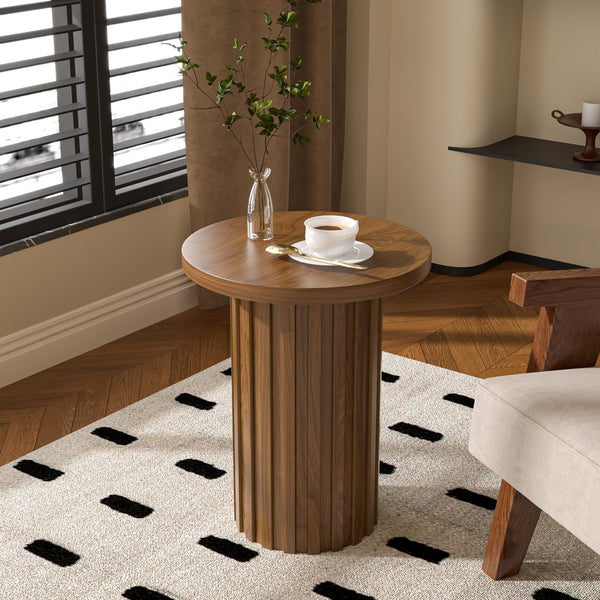 Round Fluted Pedestal End Table