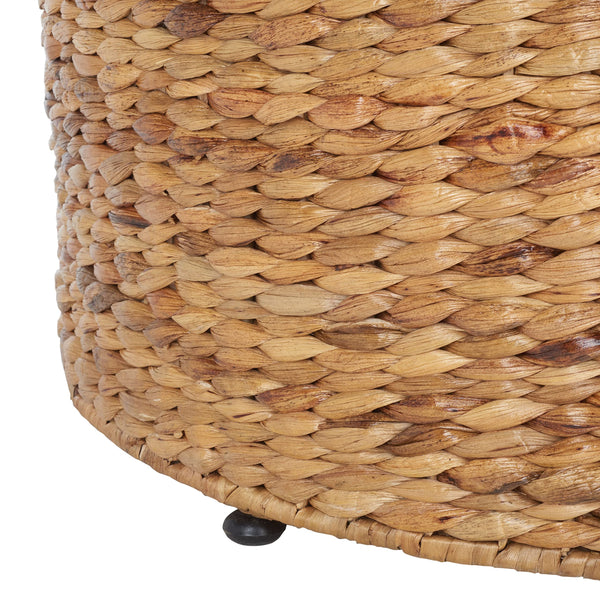 Round Wicker Coffee Table with Iron Legs