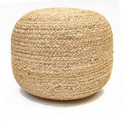 Braided Jute Ottoman Pouf – 18"x18"x14" | Golden Brown