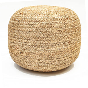 Braided Jute Ottoman Pouf – 18"x18"x14" | Golden Brown