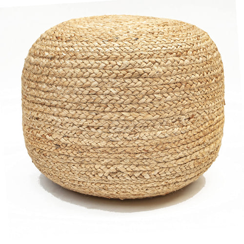 Braided Jute Ottoman Pouf – 18"x18"x14" | Golden Brown