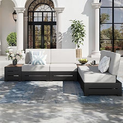 Metal Patio Sectional Furniture Set with Thick Cushions