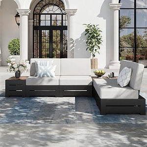 Metal Patio Sectional Furniture Set with Thick Cushions