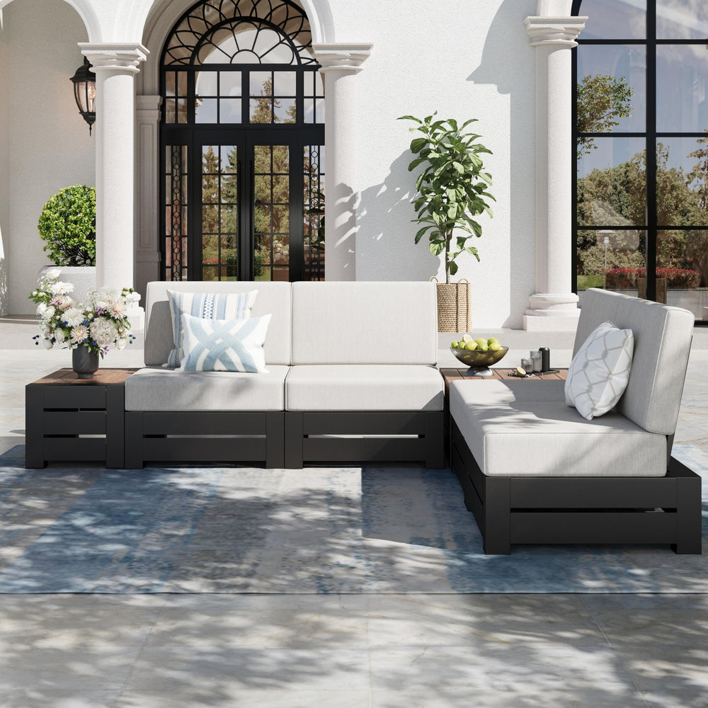 Metal Patio Sectional Furniture Set with Thick Cushions