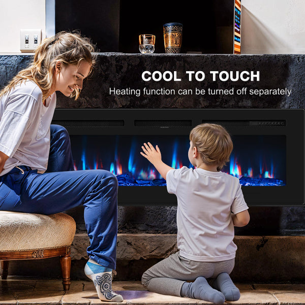 60-Inch Recessed Wall Mount Electric Fireplace