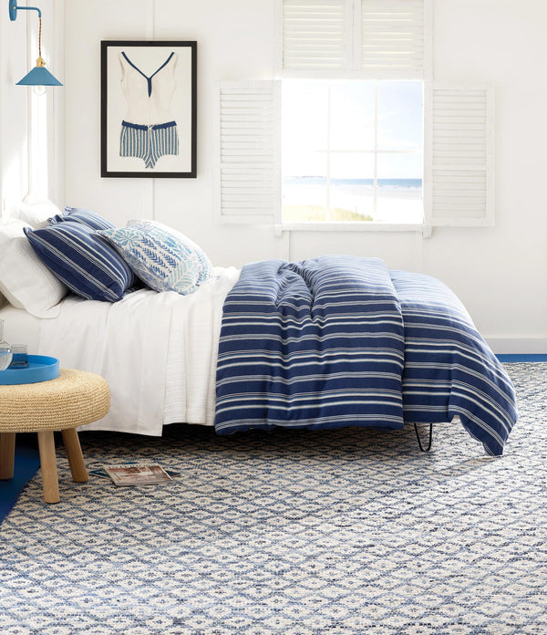 Ivory Geometric Flat Woven Cotton Area Rug