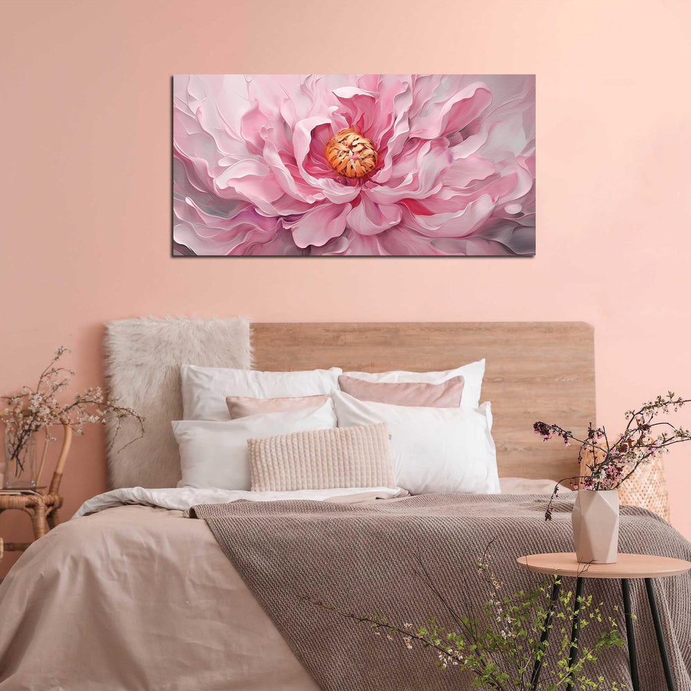 Pink Floral Canvas Wall Art – Large Botanical Print for Living Room & Bedroom