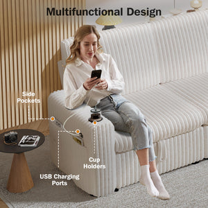 L-Shaped Sectional Sleeper Sofa Bed with Pull-Out Bed