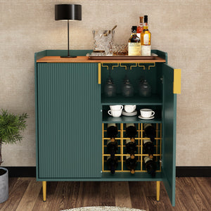 Bar Cabinet with Wine Rack & Stemware Holders