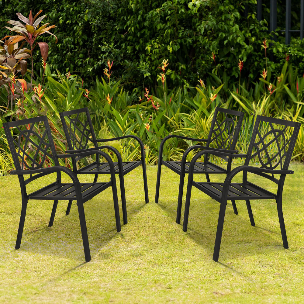 Stackable Metal Patio Dining Chair with Armrest