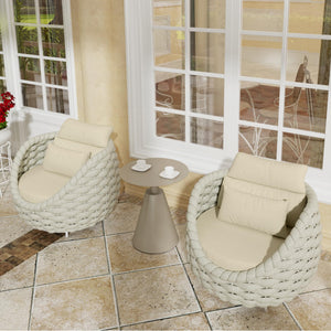 Round Aluminum Outdoor Side Table with Pedestal Base
