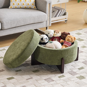 Round Storage Ottoman with Hidden Storage