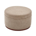 Round Chenille Storage Ottoman with Lift Lid