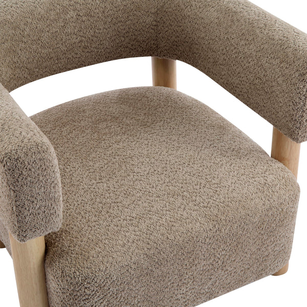Low Profile Boucle Accent Chair with Round Backrest