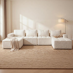 Modular Sectional Sofa with Ottoman - U-Shaped Cloud Couch
