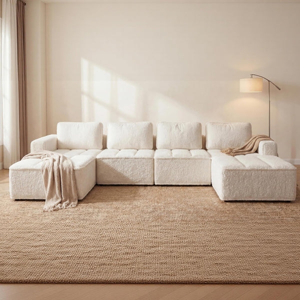 Modular Sectional Sofa with Ottoman - U-Shaped Cloud Couch