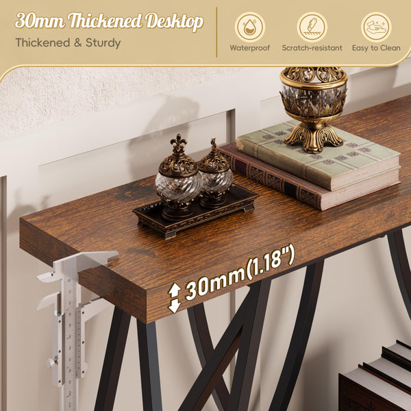70.9" Industrial Console Table – Rustic Brown
