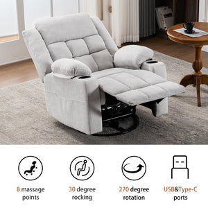 Power Swivel Rocker Recliner Chair with Massage & Heat