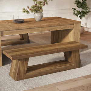 63" Wooden Entryway Bench with Storage Shelf — Farmhouse Hallway Seating