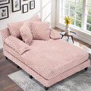 Faux Fur Indoor Chaise Lounge Chair with Adjustable Backrest & Lumbar Pillows