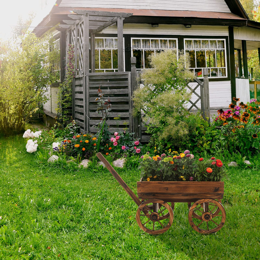 Rustic Wooden Wagon Planter