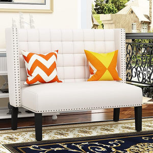 Tufted Loveseat Sofa with Wingback & Nail Head Trim