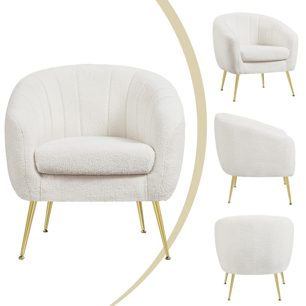 Boucle Barrel Accent Chair with Removable Cushion