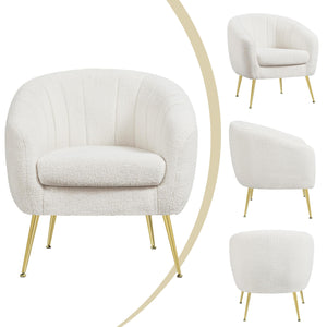 Boucle Barrel Accent Chair with Removable Cushion