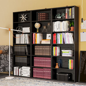 6-Tier Bookcase with Display Storage Shelves, 70" Tall