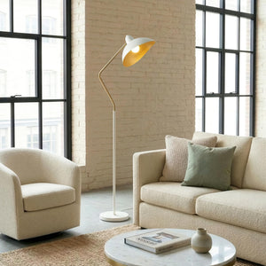 Swoop LED Floor Lamp with Adjustable Head - Cream