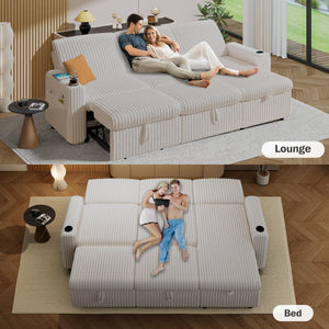 L-Shaped Sectional Sleeper Sofa Bed with Pull-Out Bed