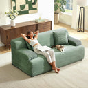 Corduroy Loveseat Sofa with Wide Curved Armrests
