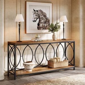 Industrial Console Table with Storage Shelf