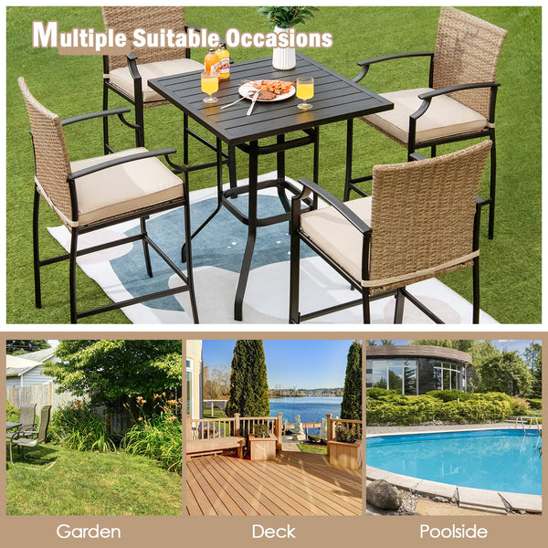 32-Inch Square Outdoor Steel Bar Table