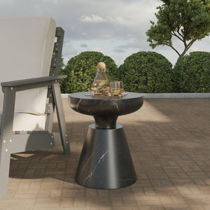 Round Fiberstone Pedestal Side Table