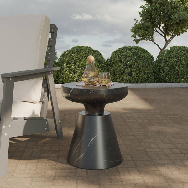 Round Fiberstone Pedestal Side Table