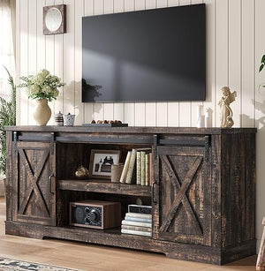 66" Farmhouse TV Stand with Sliding Barn Door