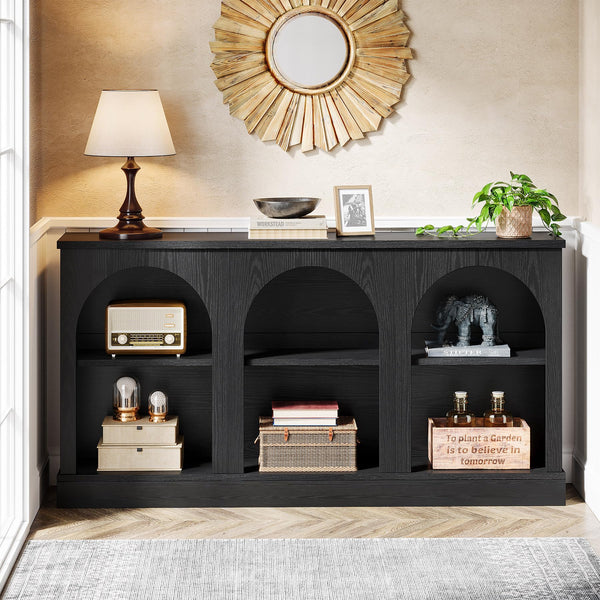 Farmhouse Console Table 63 Inch with 3-Tier Storage