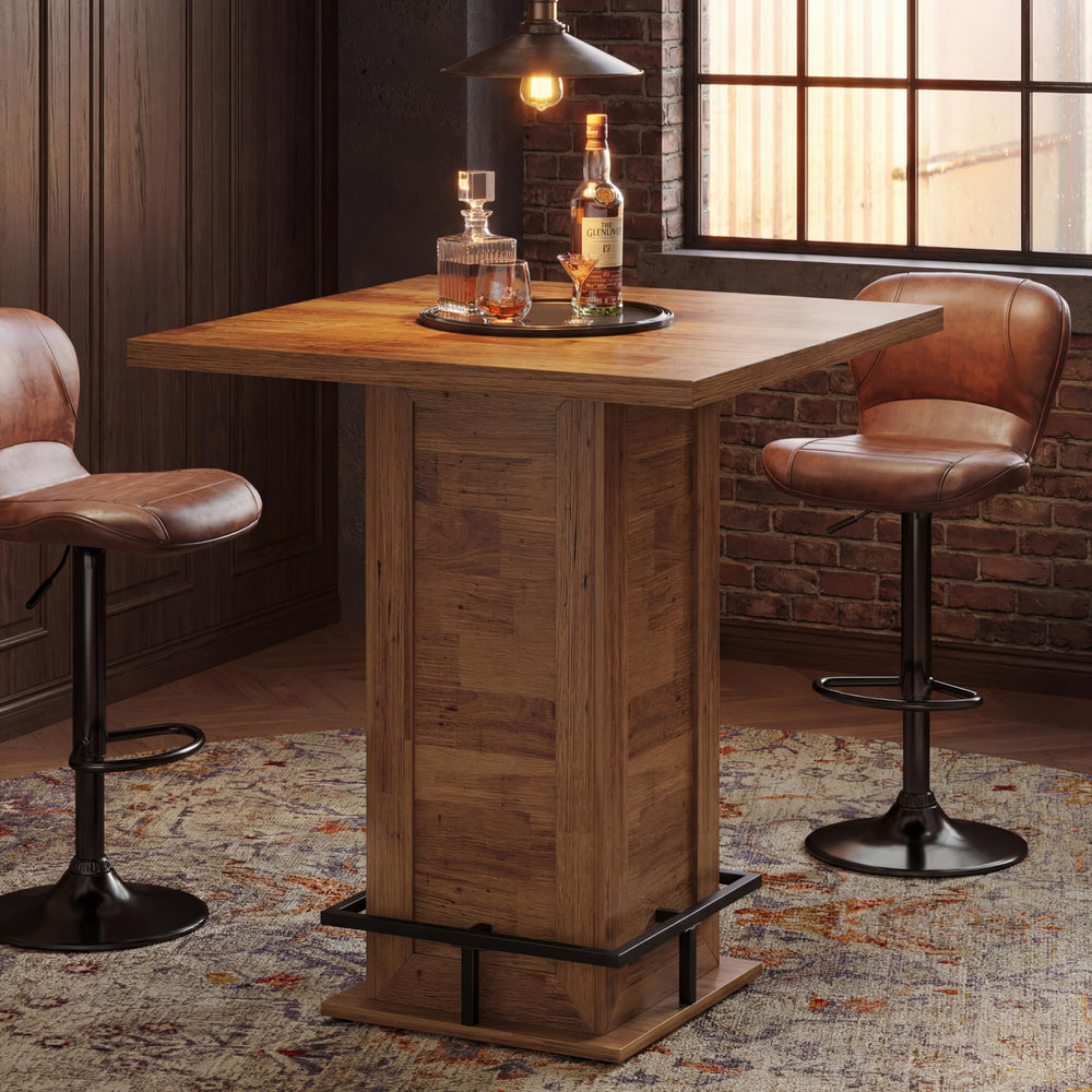 Square Bar Height Pub Table with Footrest