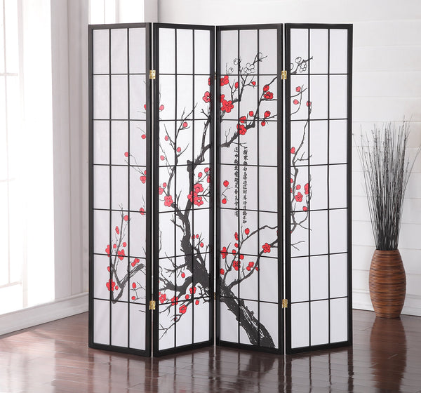 6-Panel Plum Blossom Folding Room Divider